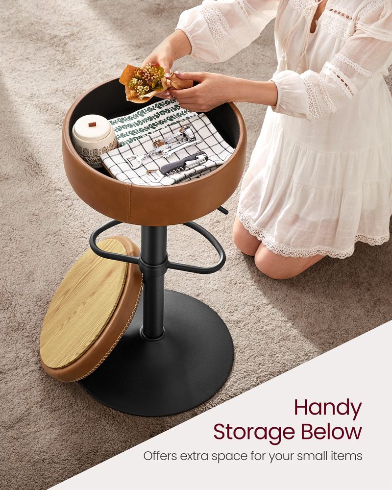 Swivel Bar Stool | Adjustable Height Seat With Hidden Storage