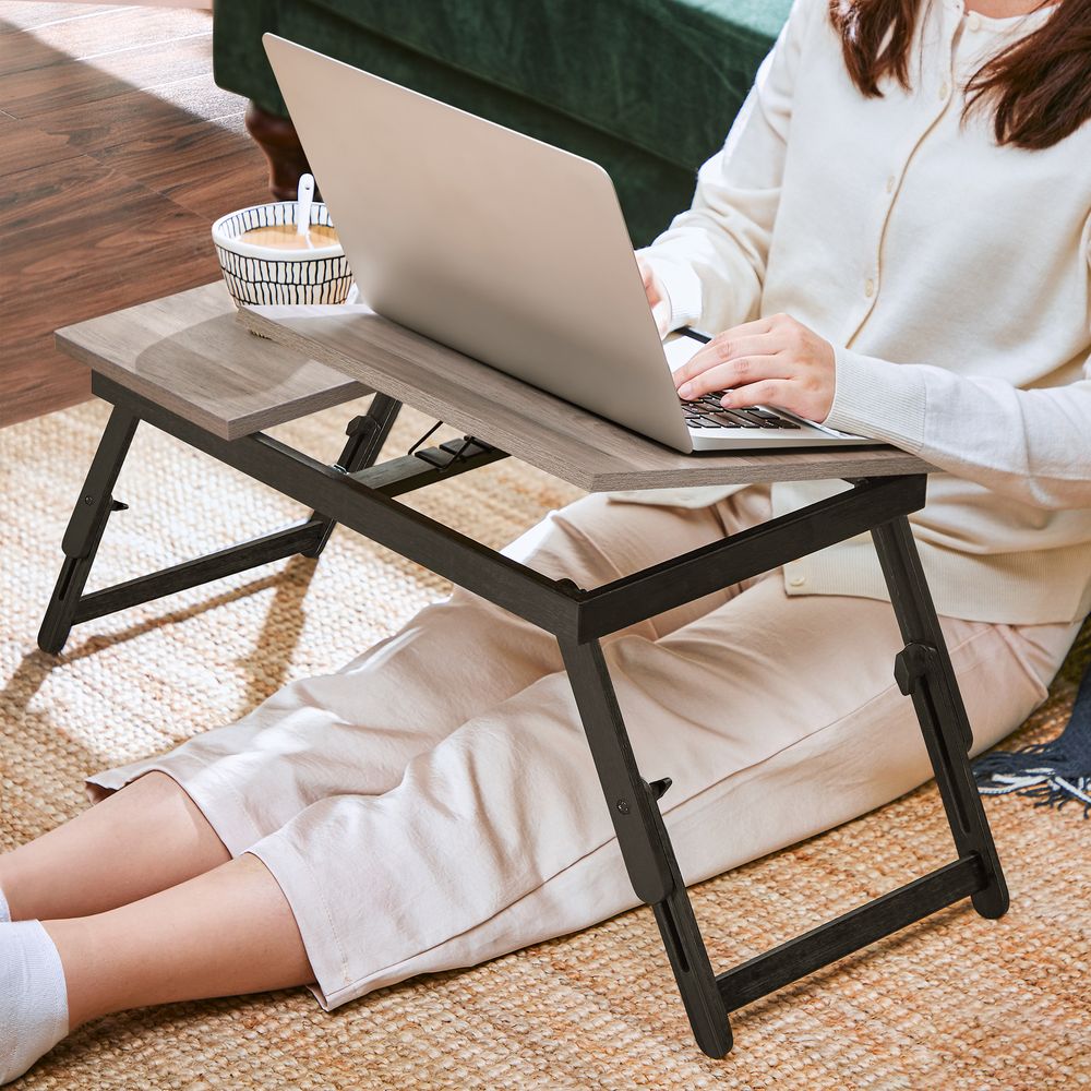 Adjustable Laptop Desk | Tilting Bed Tray With Storage Drawer