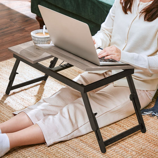 Adjustable Laptop Desk | Tilting Bed Tray With Storage Drawer
