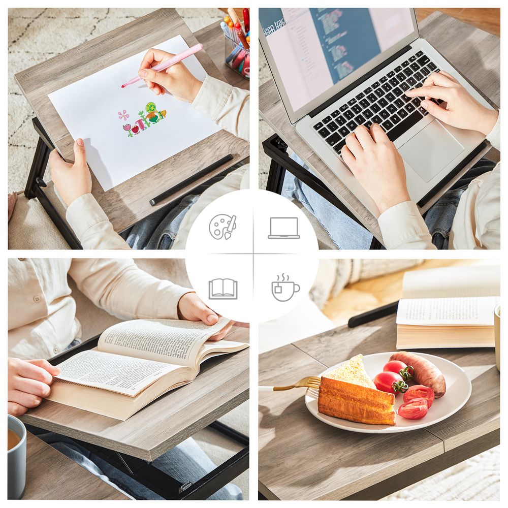 Adjustable Laptop Desk | Tilting Bed Tray With Storage Drawer