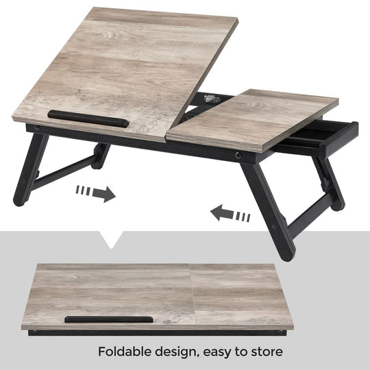 Adjustable Laptop Desk | Tilting Bed Tray With Storage Drawer