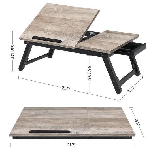 Adjustable Laptop Desk | Tilting Bed Tray With Storage Drawer