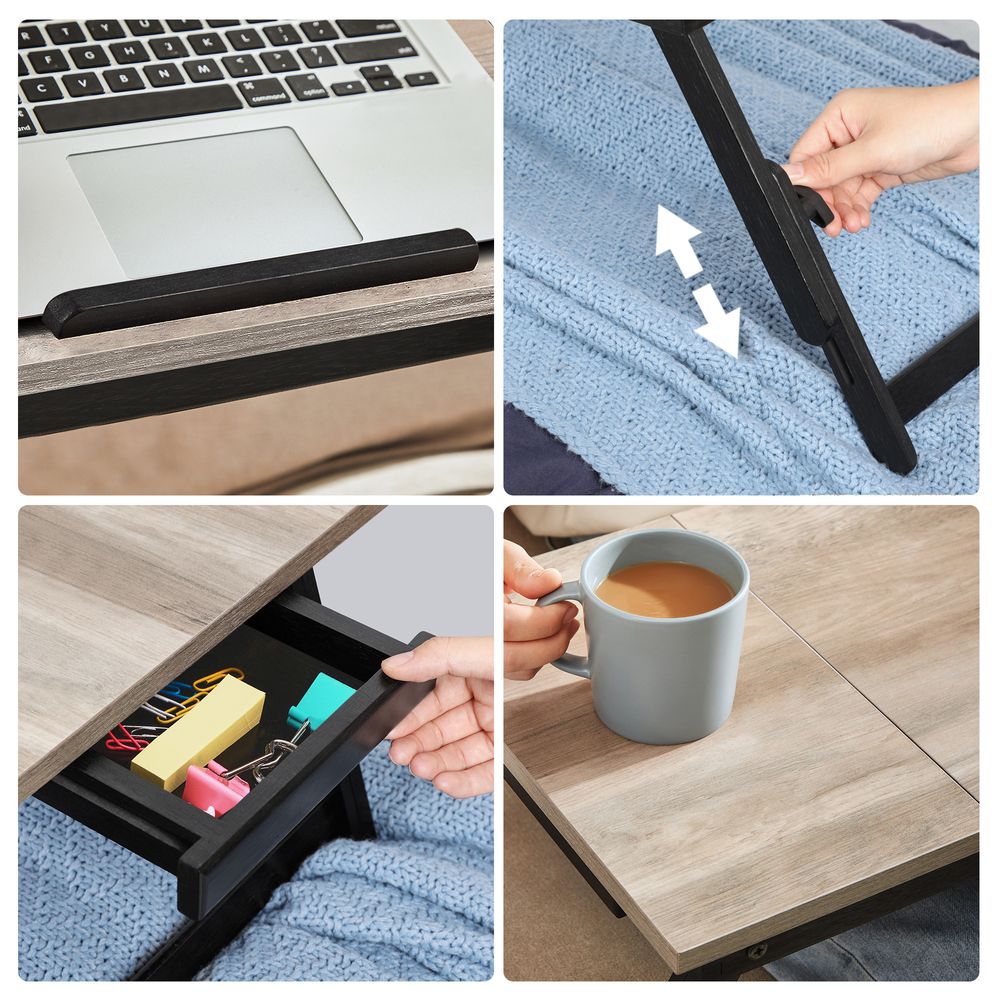 Adjustable Laptop Desk | Tilting Bed Tray With Storage Drawer
