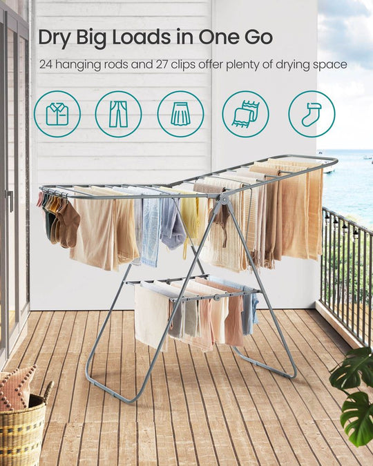 Heavy-Duty Drying Rack | Steel Rack With Sock Clips