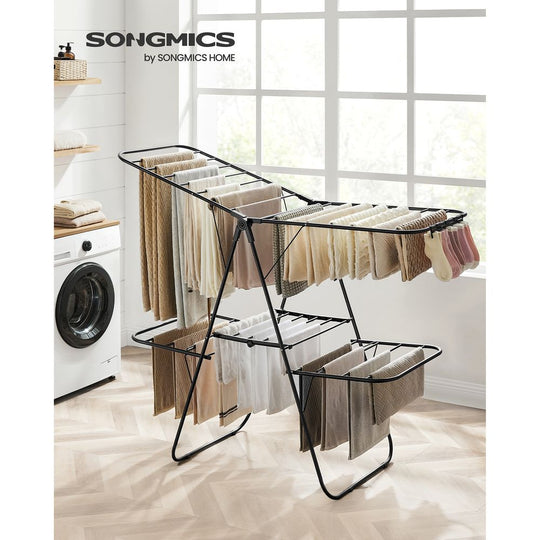 Foldable Clothes Drying Rack | 2-Level Rack With Adjustable Wings