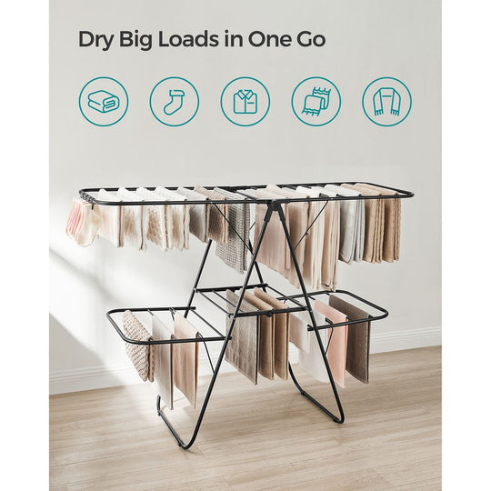 Foldable Clothes Drying Rack | 2-Level Rack With Adjustable Wings