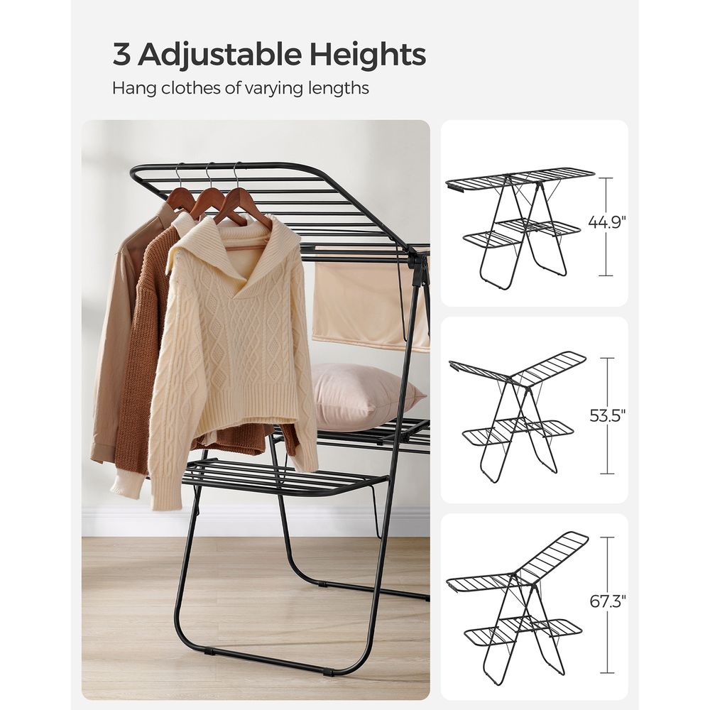 Foldable Clothes Drying Rack | 2-Level Rack With Adjustable Wings