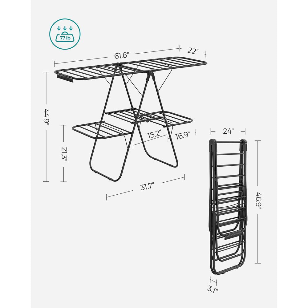 Foldable Clothes Drying Rack | 2-Level Rack With Adjustable Wings