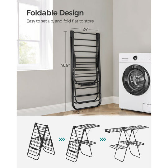 Foldable Clothes Drying Rack | 2-Level Rack With Adjustable Wings