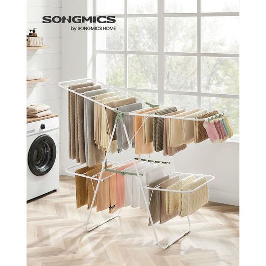 Foldable Clothes Drying Rack | 2-Level Rack With Adjustable Wings