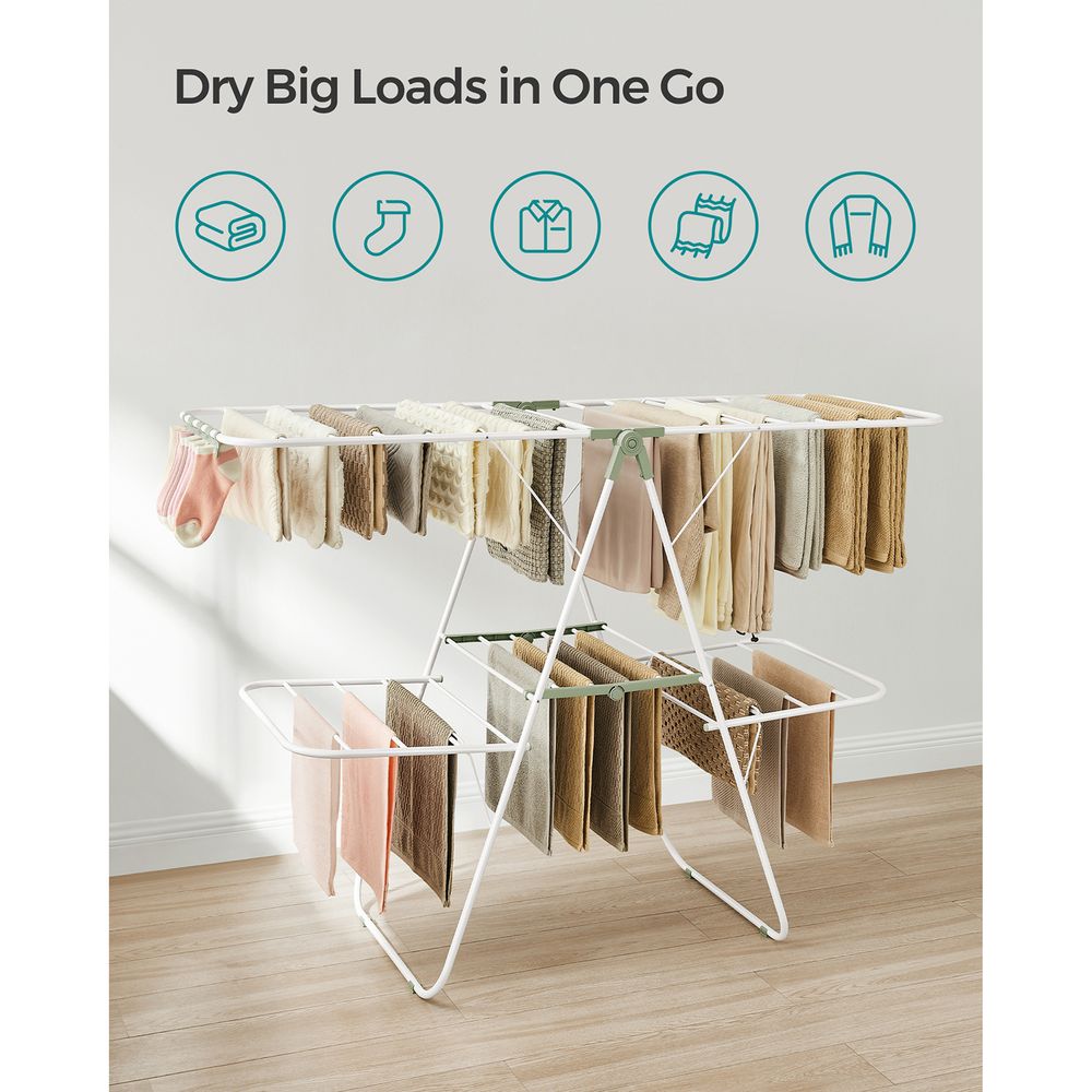 Foldable Clothes Drying Rack | 2-Level Rack With Adjustable Wings
