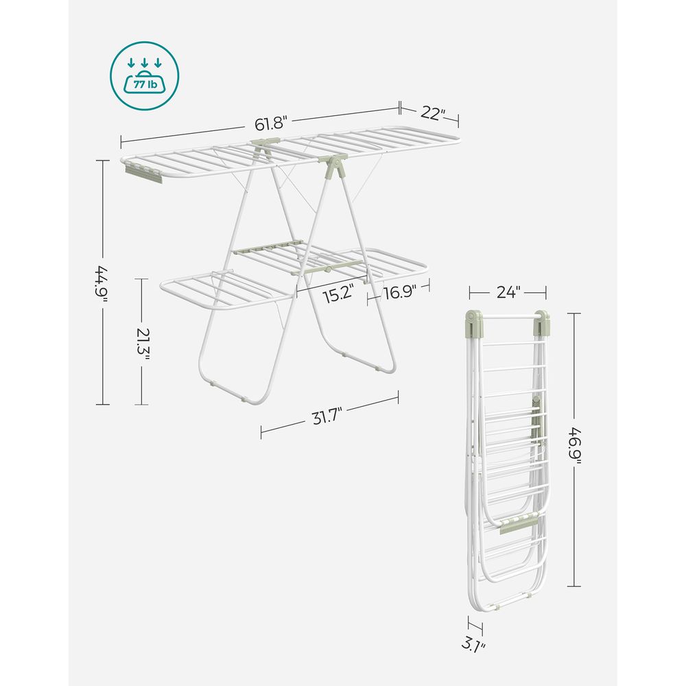 Foldable Clothes Drying Rack | 2-Level Rack With Adjustable Wings