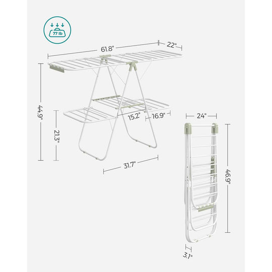 Foldable Clothes Drying Rack | 2-Level Rack With Adjustable Wings