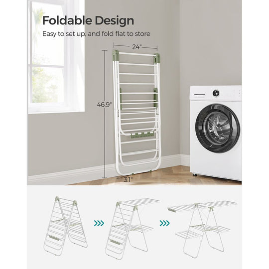 Foldable Clothes Drying Rack | 2-Level Rack With Adjustable Wings