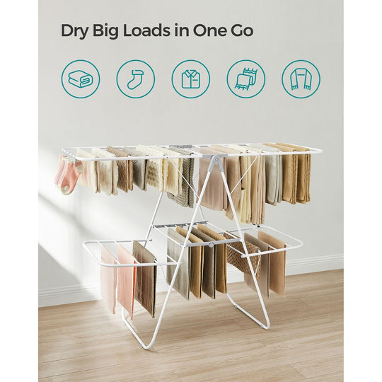 Foldable Clothes Drying Rack | 2-Level Rack With Adjustable Wings