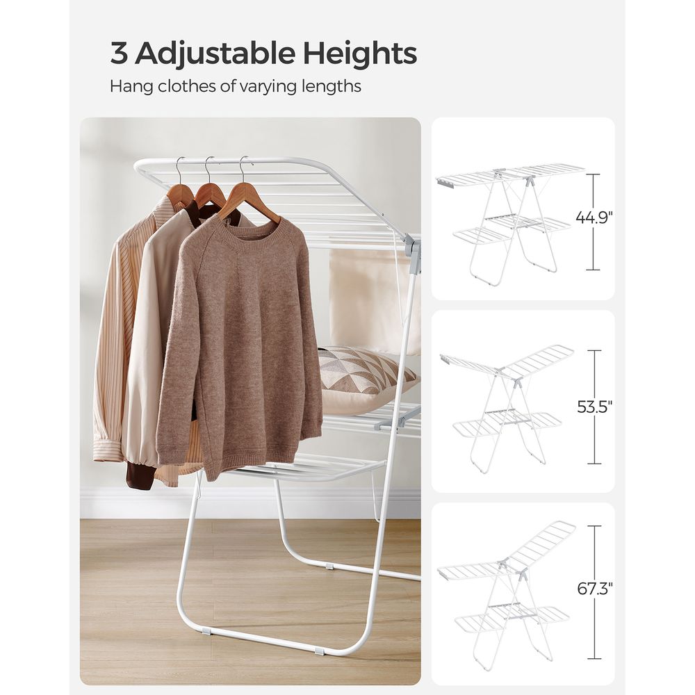 Foldable Clothes Drying Rack | 2-Level Rack With Adjustable Wings