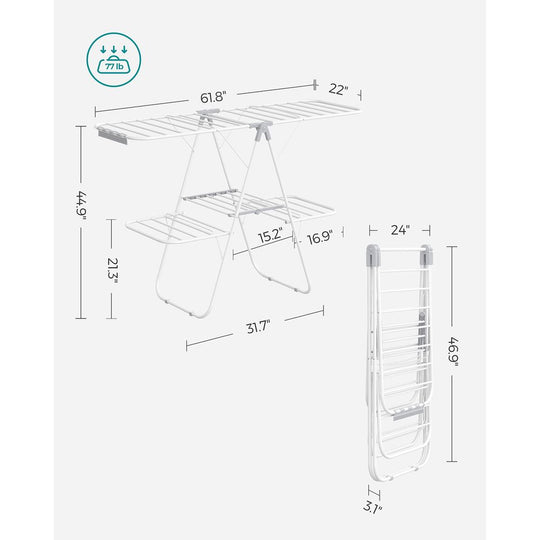 Foldable Clothes Drying Rack | 2-Level Rack With Adjustable Wings