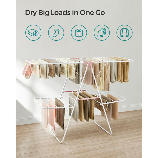Foldable Clothes Drying Rack | 2-Level Rack With Adjustable Wings