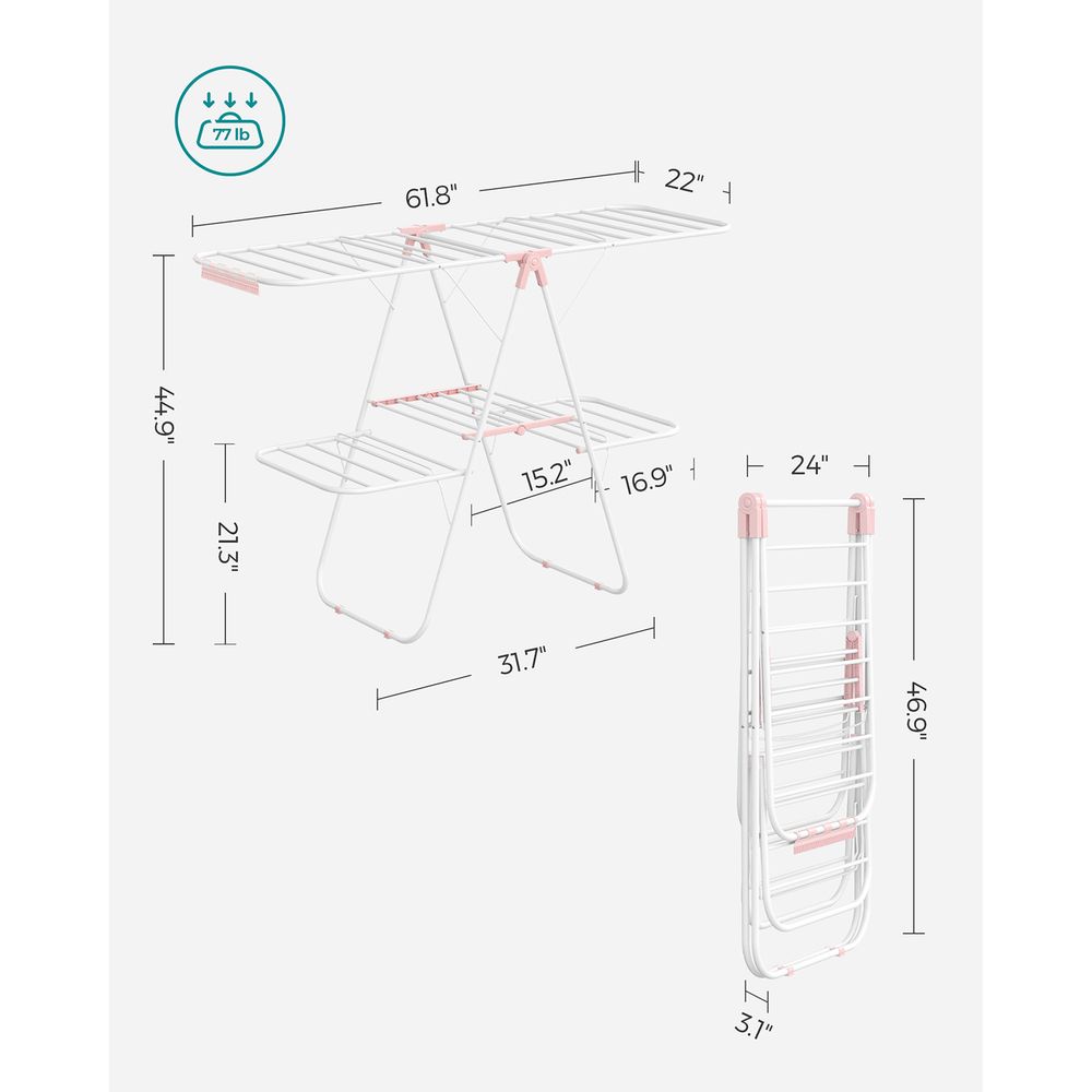 Foldable Clothes Drying Rack | 2-Level Rack With Adjustable Wings