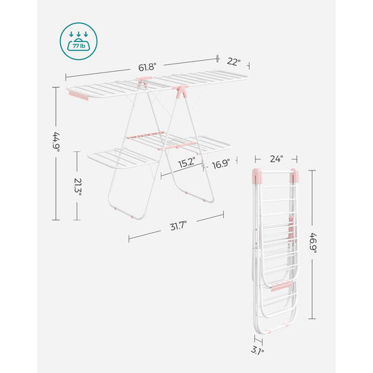 Foldable Clothes Drying Rack | 2-Level Rack With Adjustable Wings