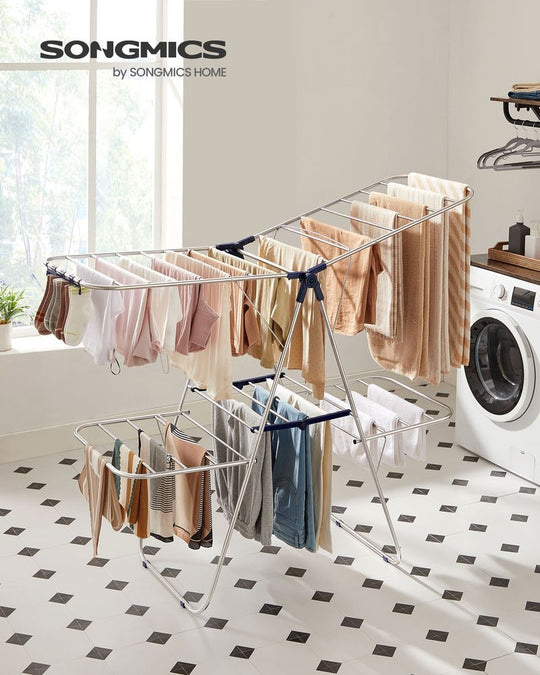 Foldable Clothes Drying Rack | 2-Level Rack With Adjustable Wings
