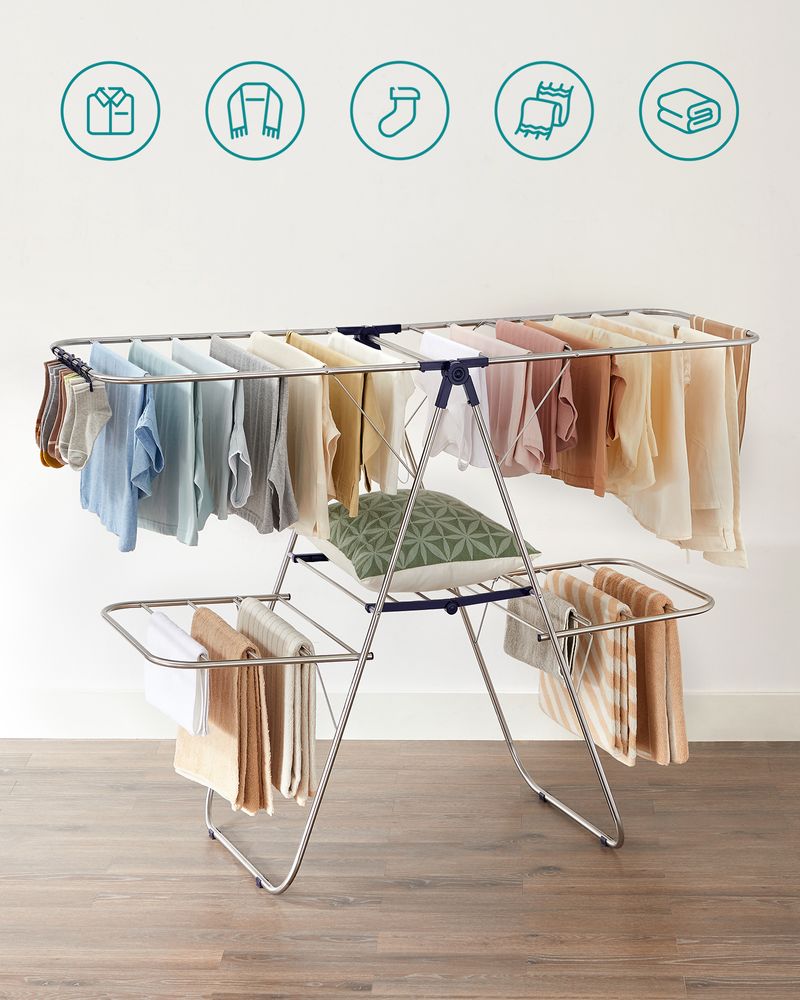 Foldable Clothes Drying Rack | 2-Level Rack With Adjustable Wings