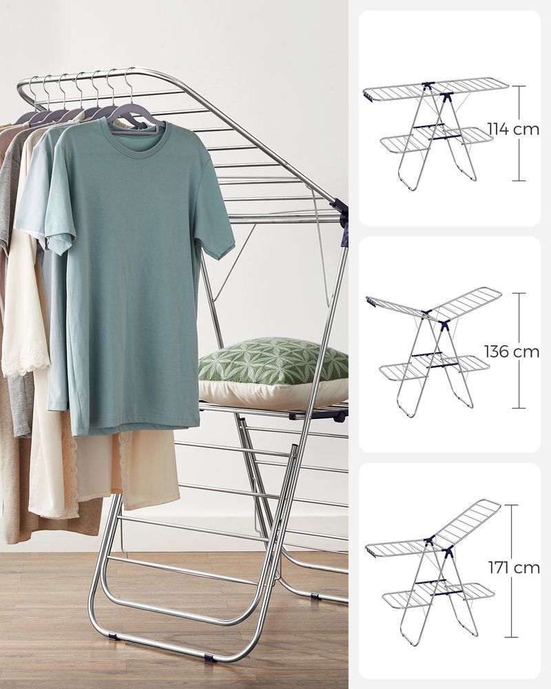 Foldable Clothes Drying Rack | 2-Level Rack With Adjustable Wings