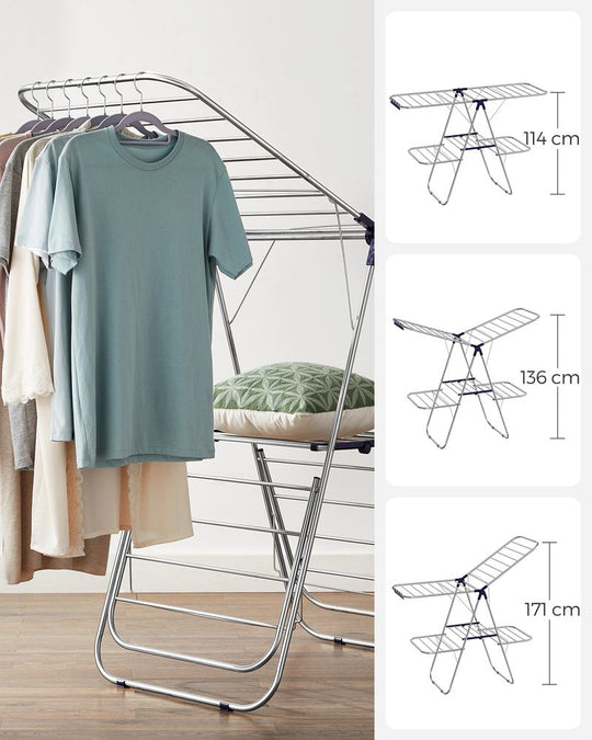 Foldable Clothes Drying Rack | 2-Level Rack With Adjustable Wings