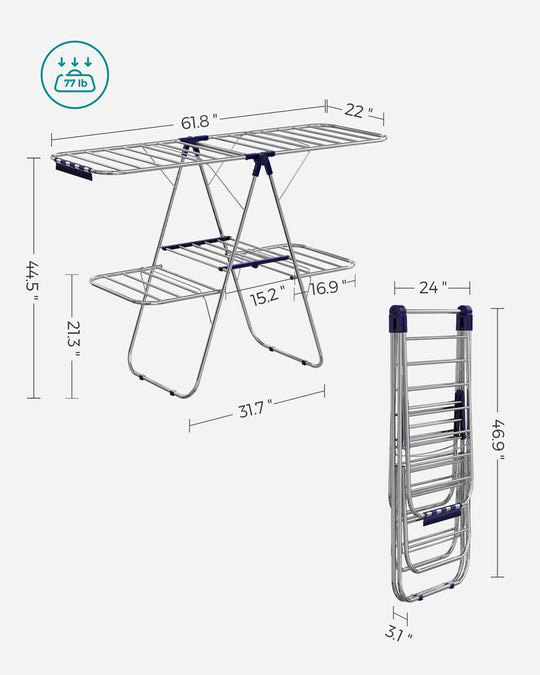 Foldable Clothes Drying Rack | 2-Level Rack With Adjustable Wings