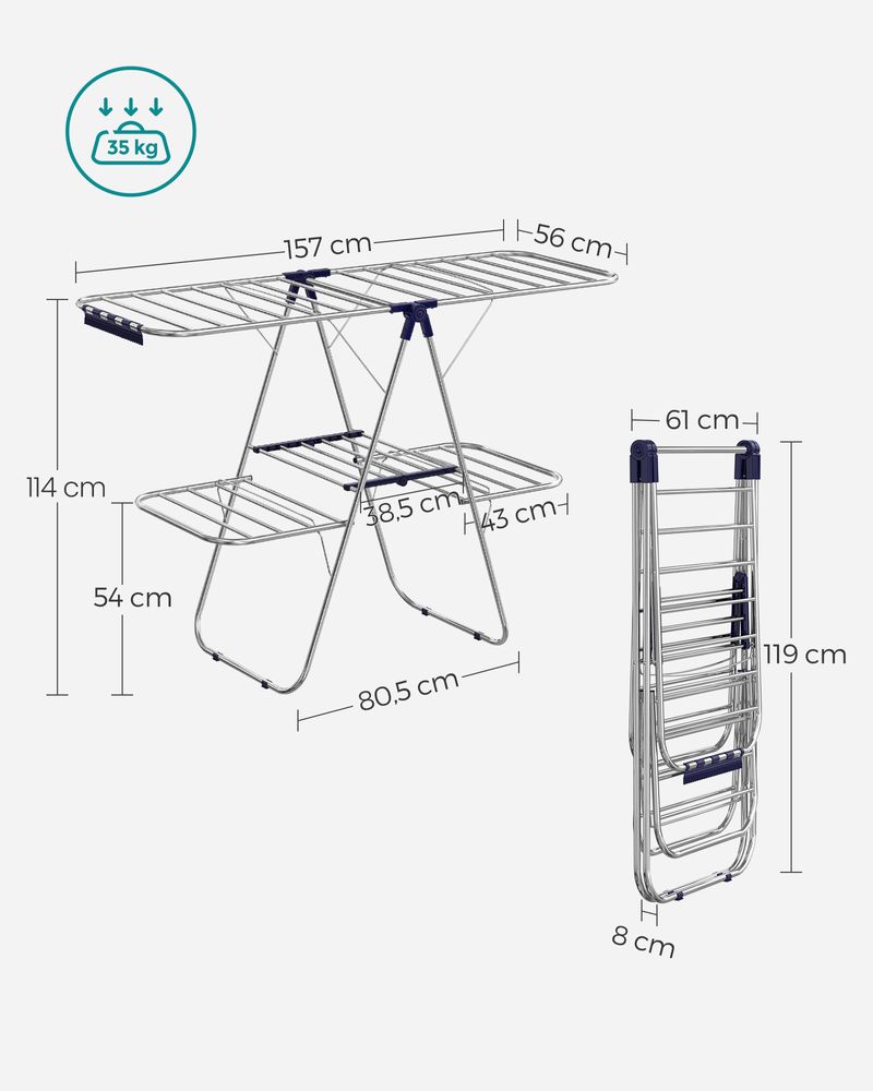 Foldable Clothes Drying Rack | 2-Level Rack With Adjustable Wings