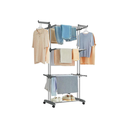 Foldable Clothes Drying Rack | Rolling Laundry Stand With Wings