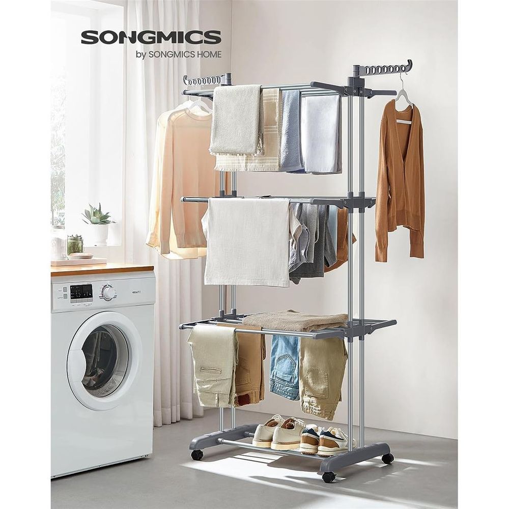 Foldable Clothes Drying Rack | Rolling Laundry Stand With Wings