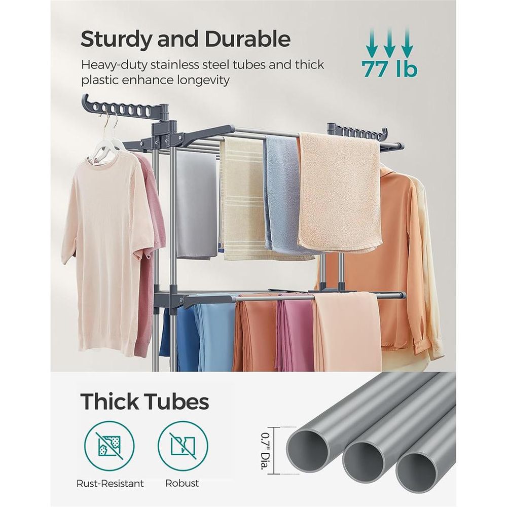 Foldable Clothes Drying Rack | Rolling Laundry Stand With Wings