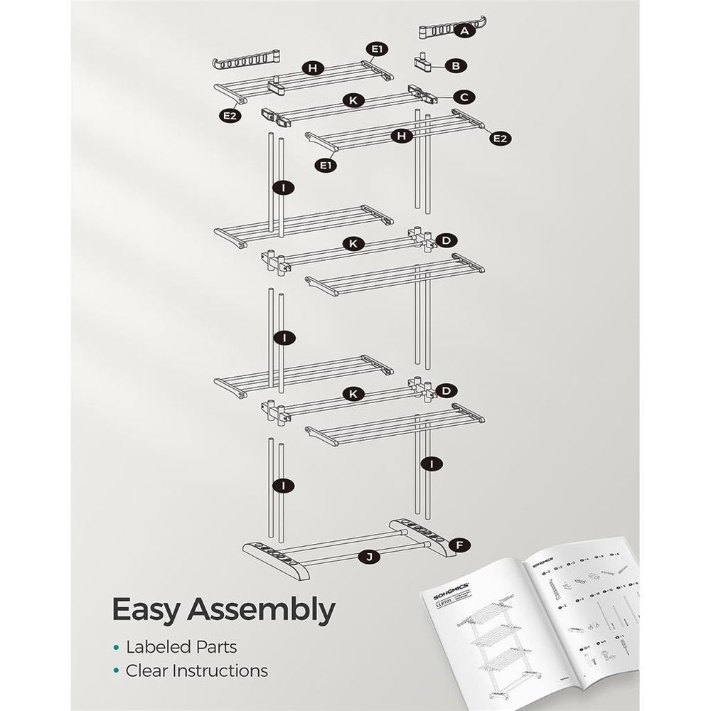 Foldable Clothes Drying Rack | Rolling Laundry Stand With Wings