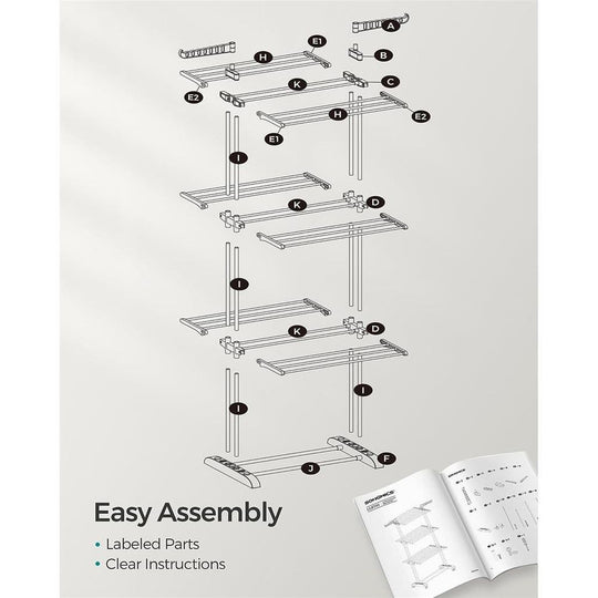 Foldable Clothes Drying Rack | Rolling Laundry Stand With Wings