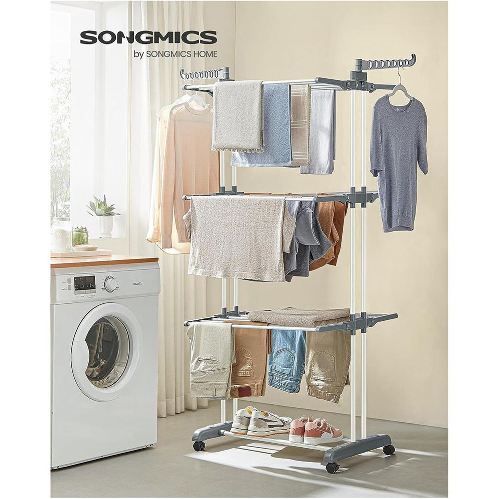 Foldable Clothes Drying Rack | Rolling Laundry Stand With Wings