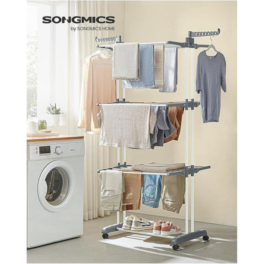 Foldable Clothes Drying Rack | Rolling Laundry Stand With Wings