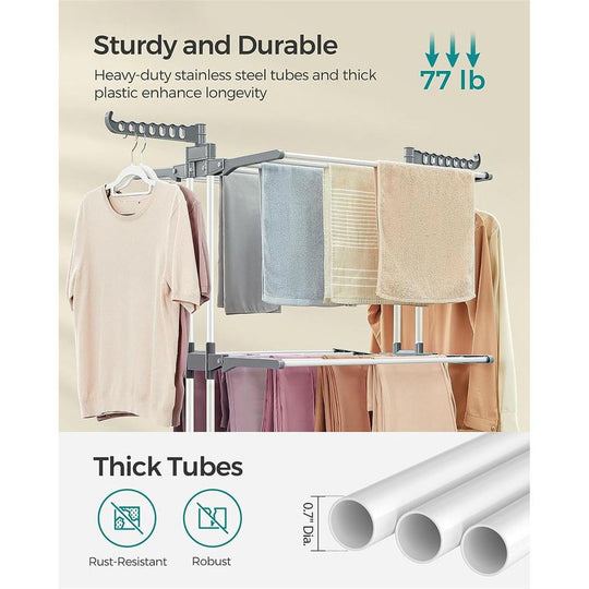 Foldable Clothes Drying Rack | Rolling Laundry Stand With Wings