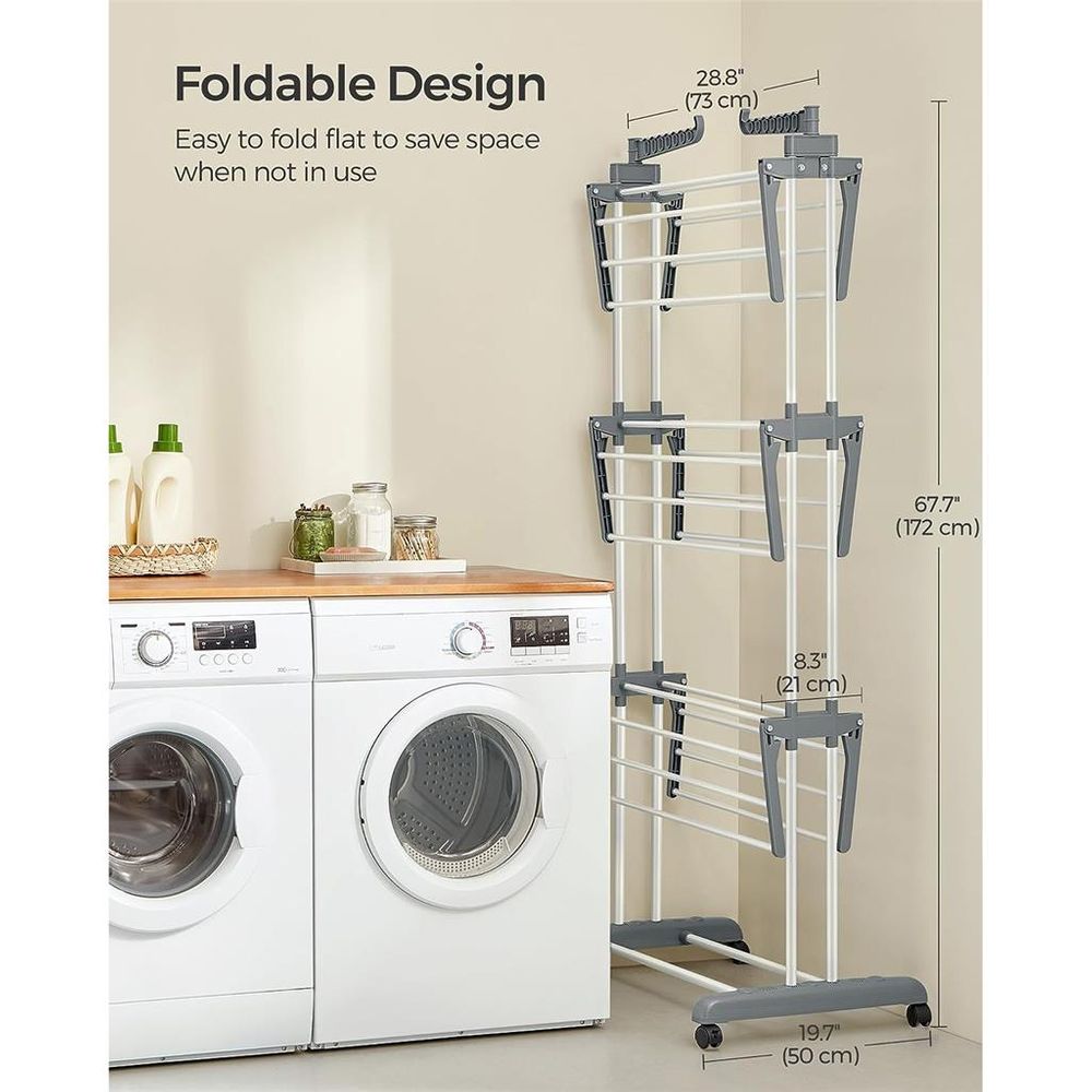 Foldable Clothes Drying Rack | Rolling Laundry Stand With Wings