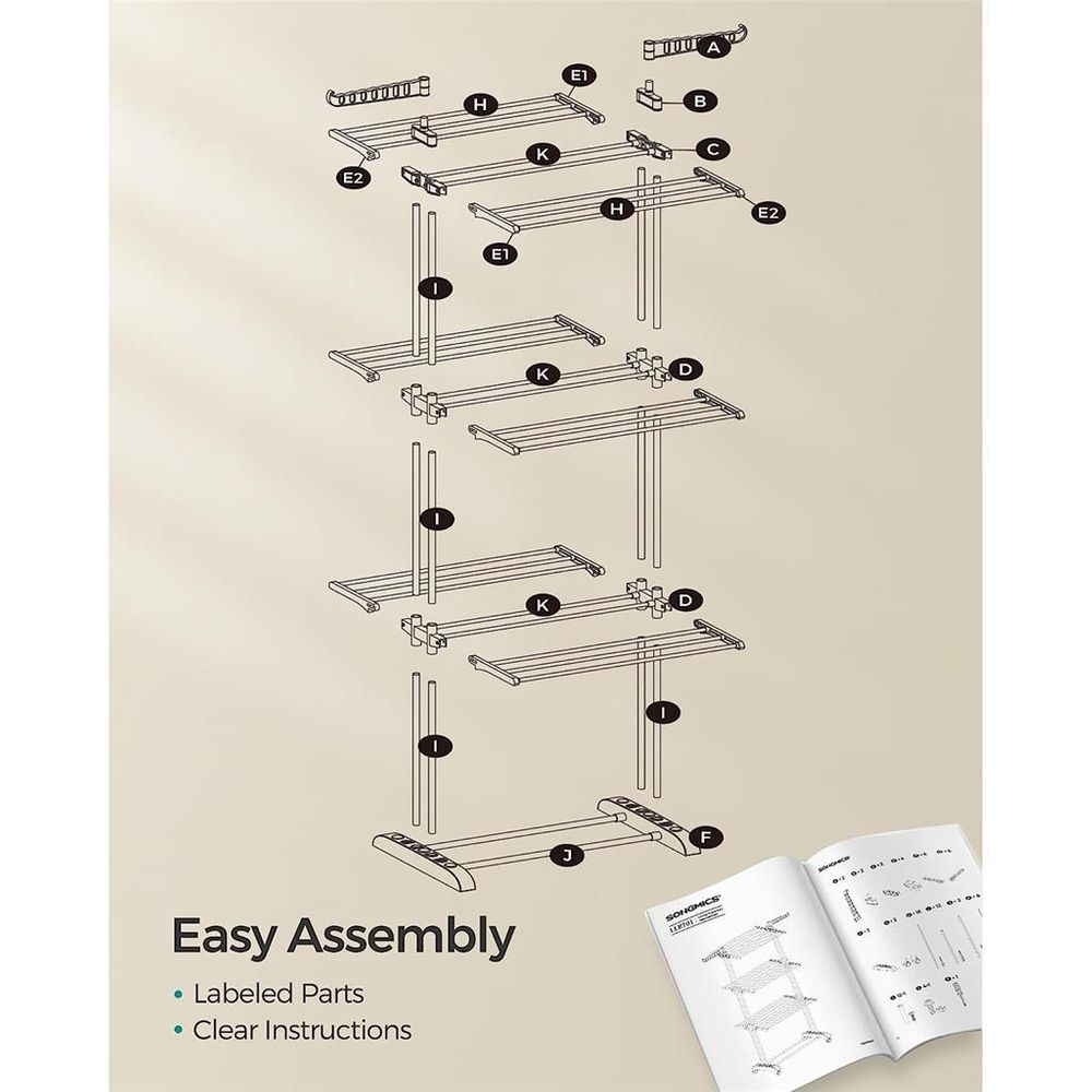Foldable Clothes Drying Rack | Rolling Laundry Stand With Wings