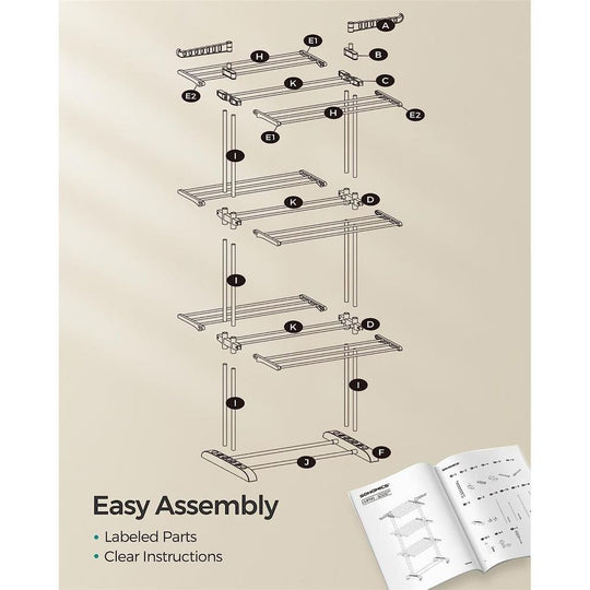 Foldable Clothes Drying Rack | Rolling Laundry Stand With Wings