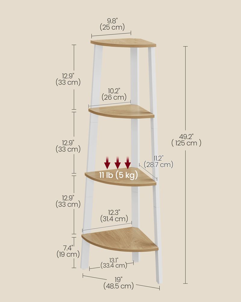Corner Shelf Stand | 4-Tier Floor Storage Shelving