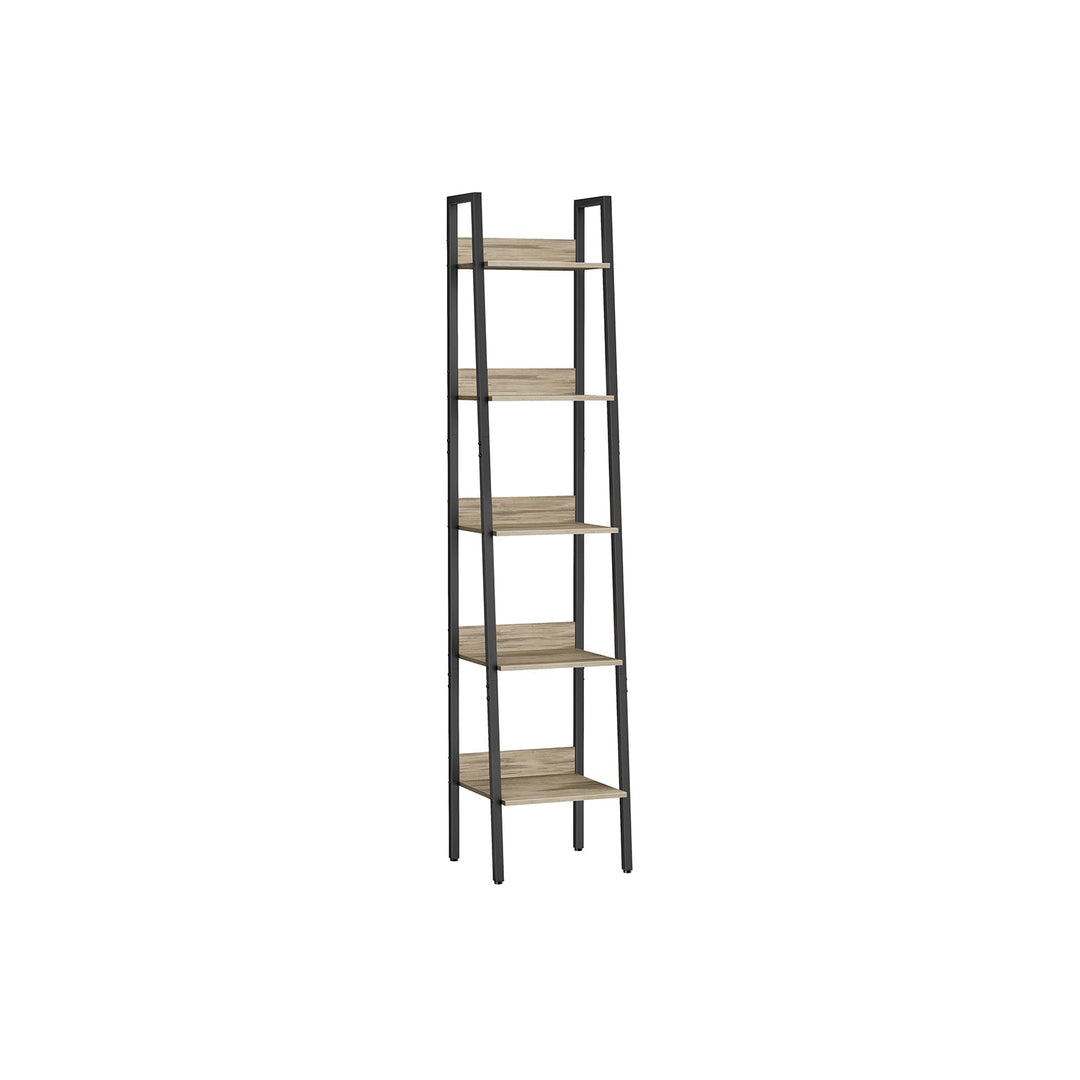 Slim Four Tier Ladder Shelf | Narrow Metal Frame Bookshelf