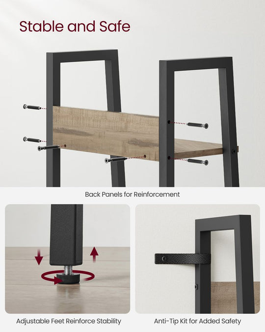 Slim Four Tier Ladder Shelf | Narrow Metal Frame Bookshelf