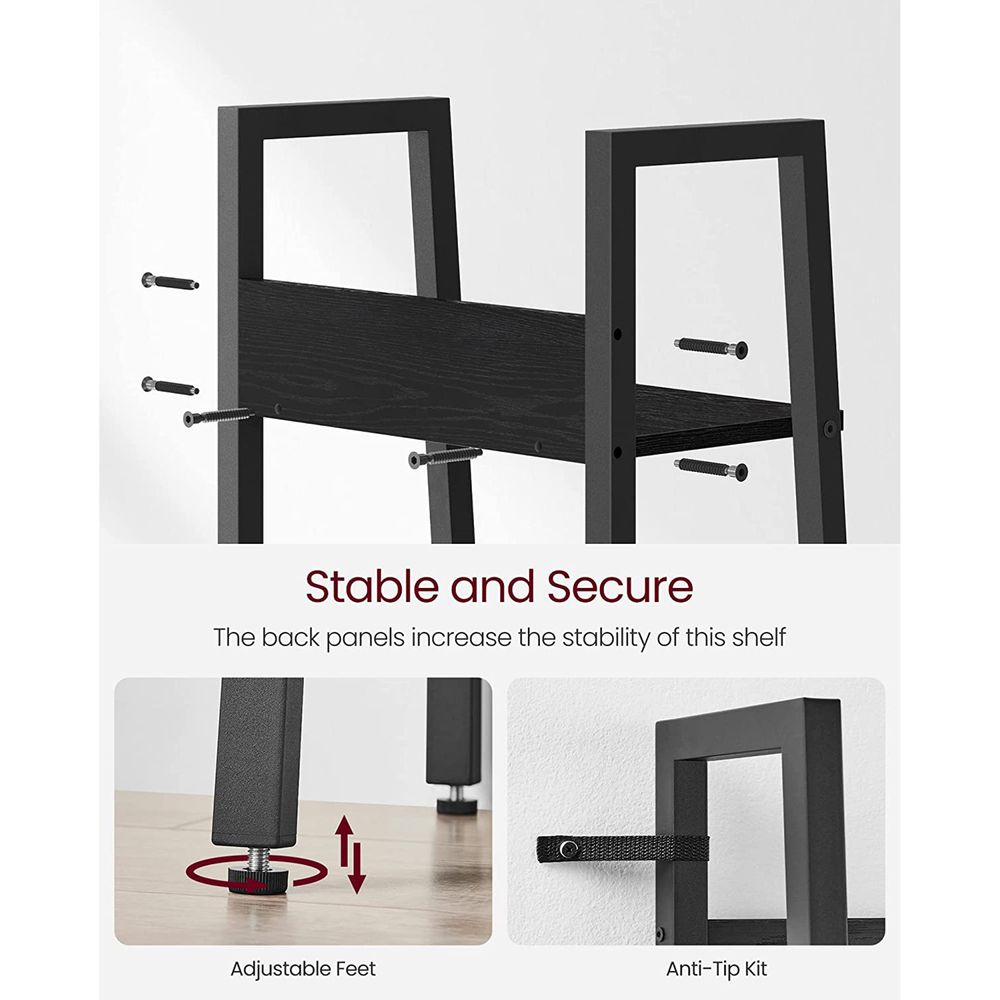 Slim Four Tier Ladder Shelf | Narrow Metal Frame Bookshelf