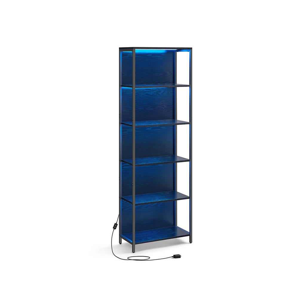 LED Display Bookshelf | 5-Tier Shelving With Dimmable Lighting