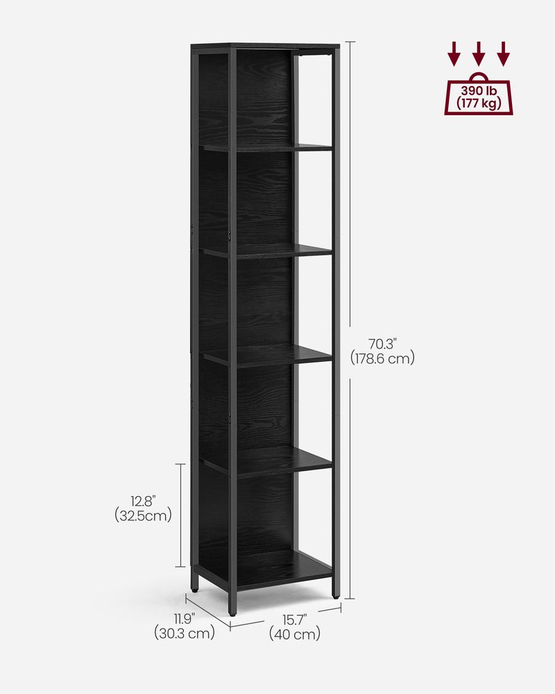 LED Display Bookshelf | 5-Tier Shelving With Dimmable Lighting