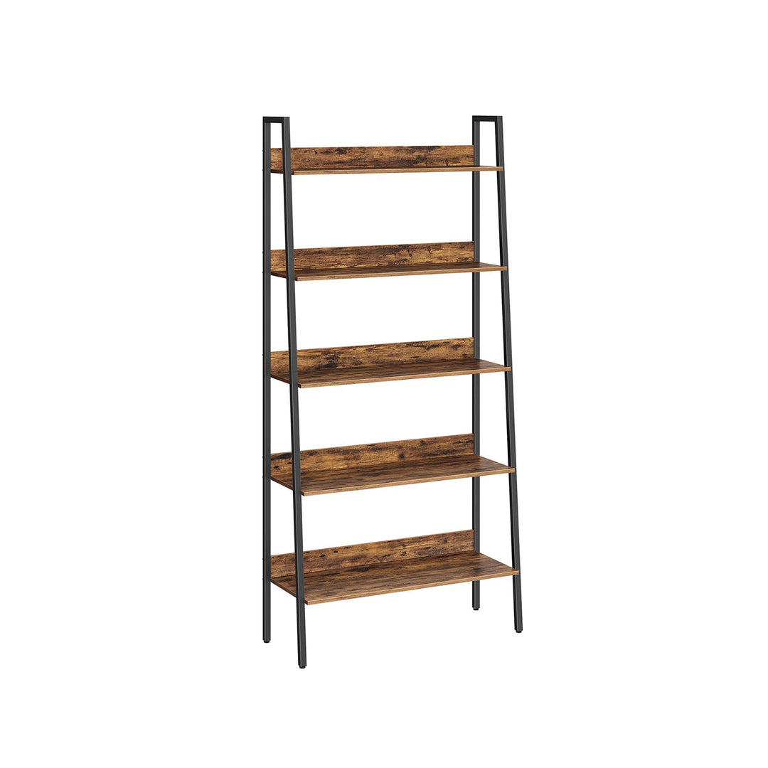 Slim Four Tier Ladder Shelf | Narrow Metal Frame Bookshelf