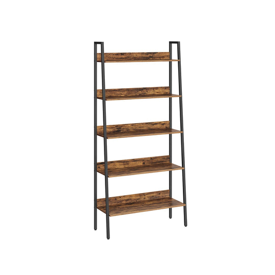 Slim Four Tier Ladder Shelf | Narrow Metal Frame Bookshelf
