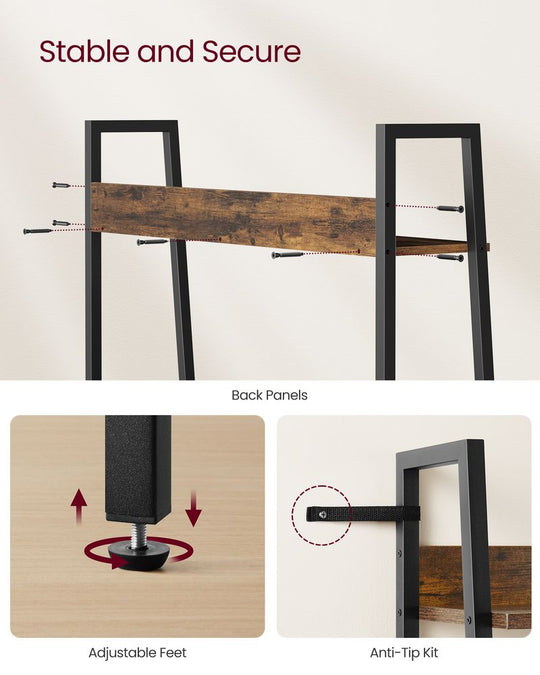 Slim Four Tier Ladder Shelf | Narrow Metal Frame Bookshelf